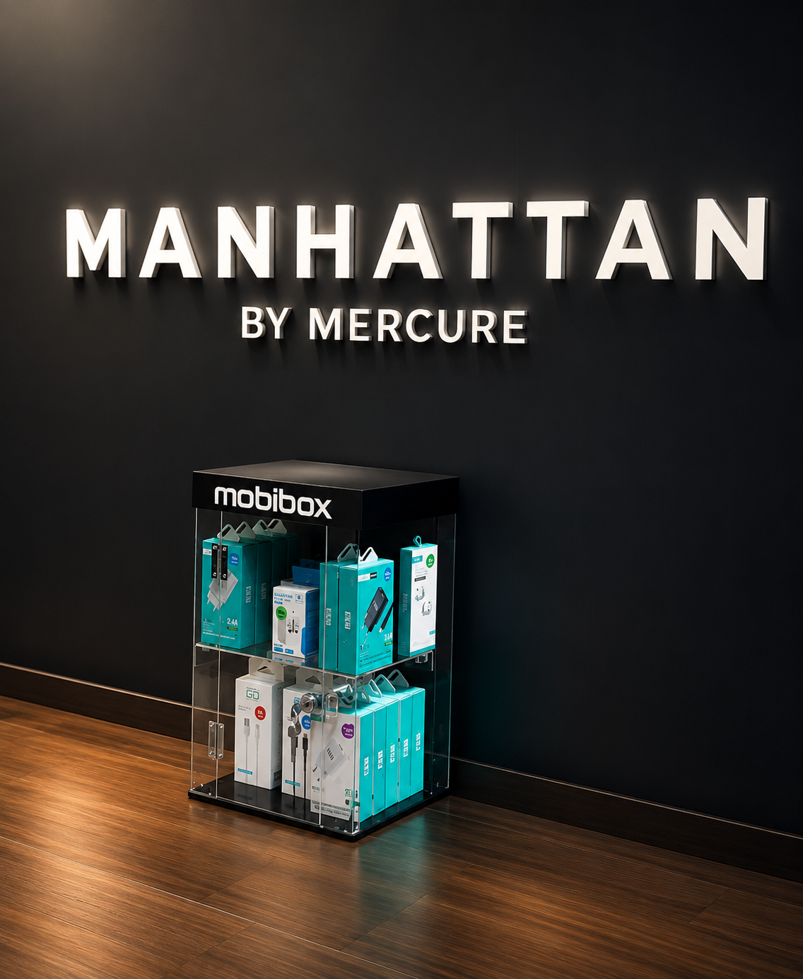 Mobibox display at Manhattan by Mercure