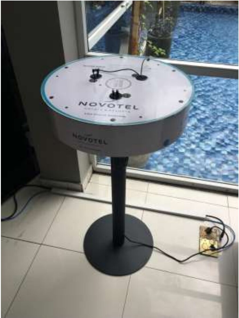 Custom-branded lobby charging tower